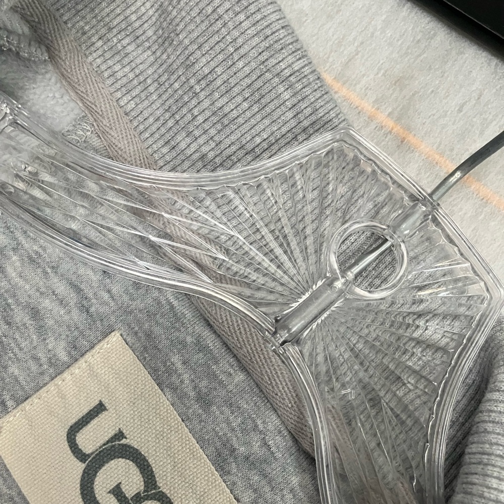 UGG Women's Rib Knit Robe in Light Gray and Cream